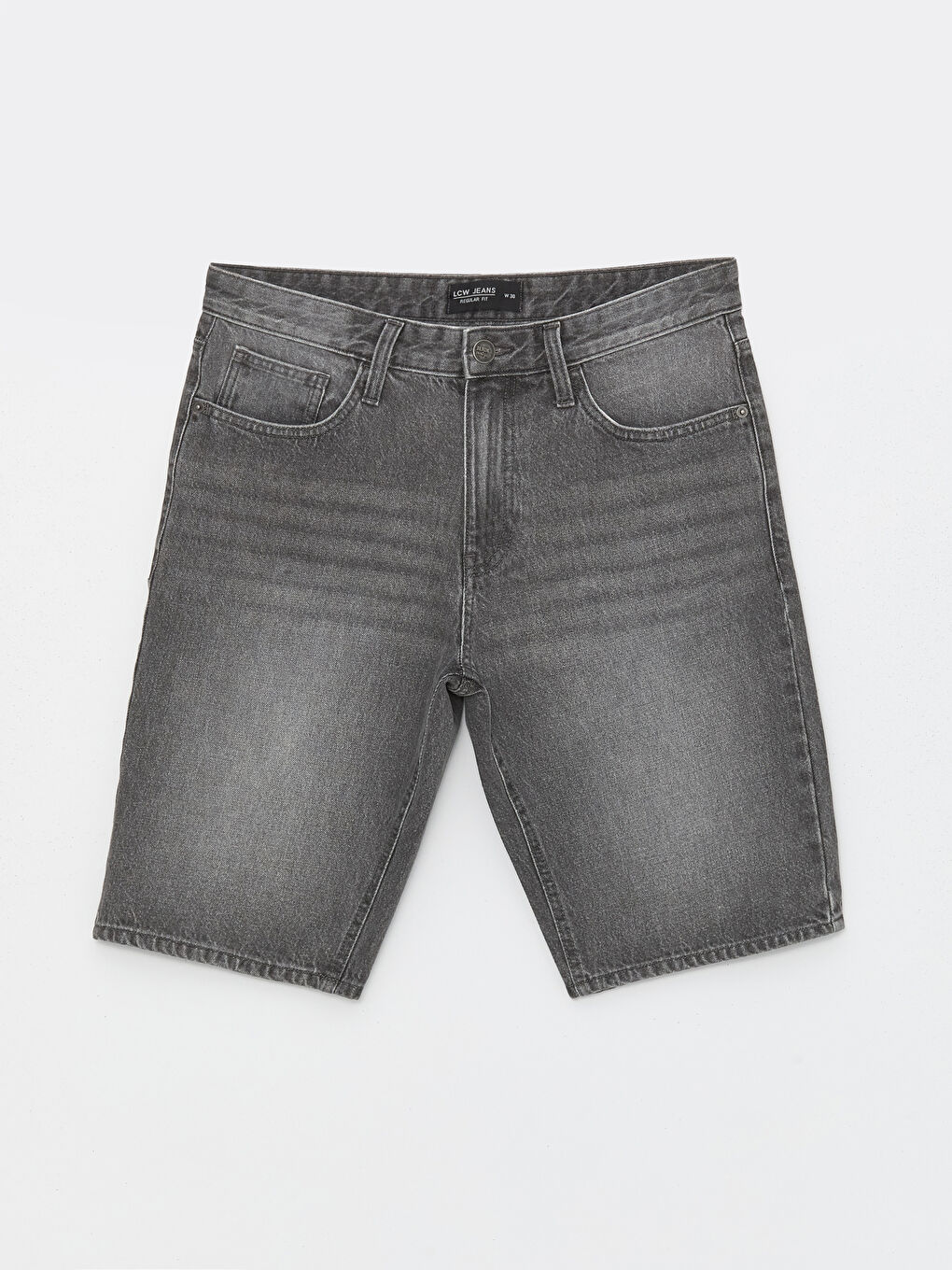 Ерлерге арналған стандартты пішім деним шорты-5