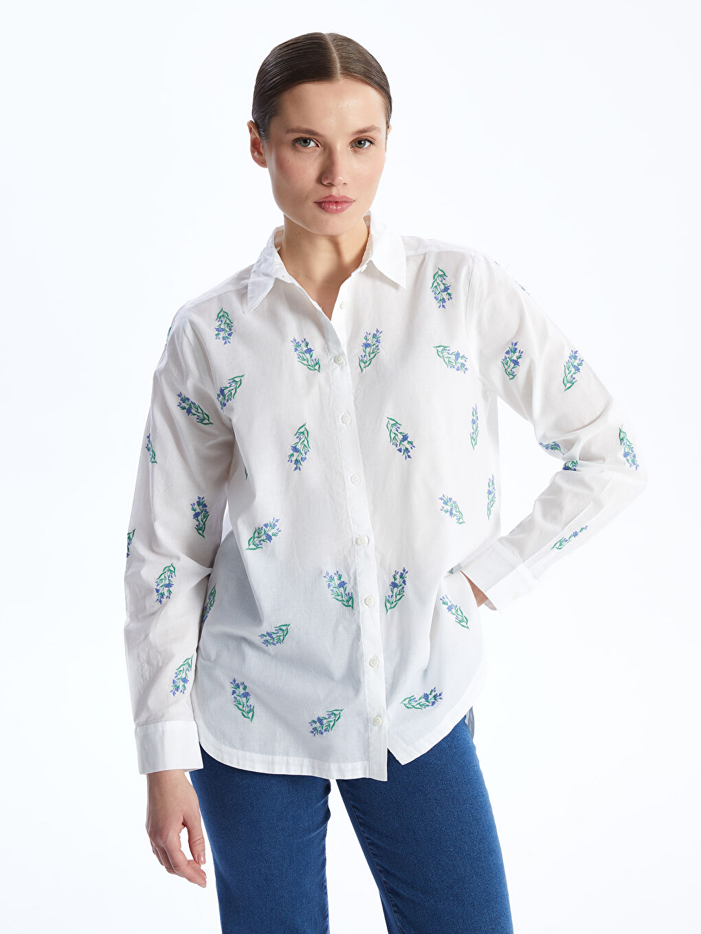 Embroidered Long Sleeve Women's Shirt -S4GA88Z8-LRR