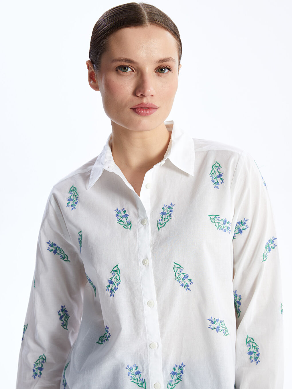 Embroidered Long Sleeve Women's Shirt -S4GA88Z8-LRR