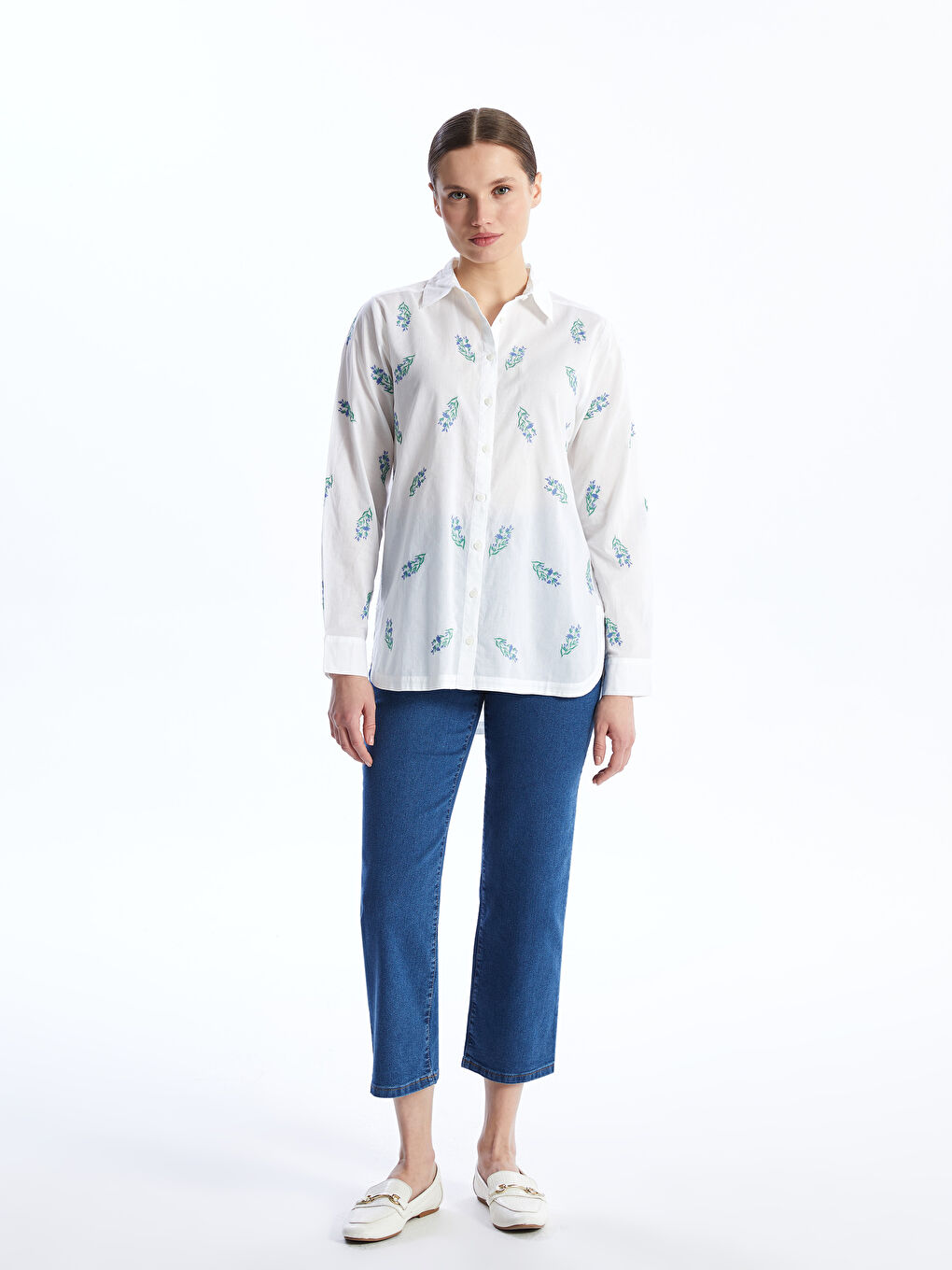 Embroidered Long Sleeve Women's Shirt -S4GA88Z8-LRR