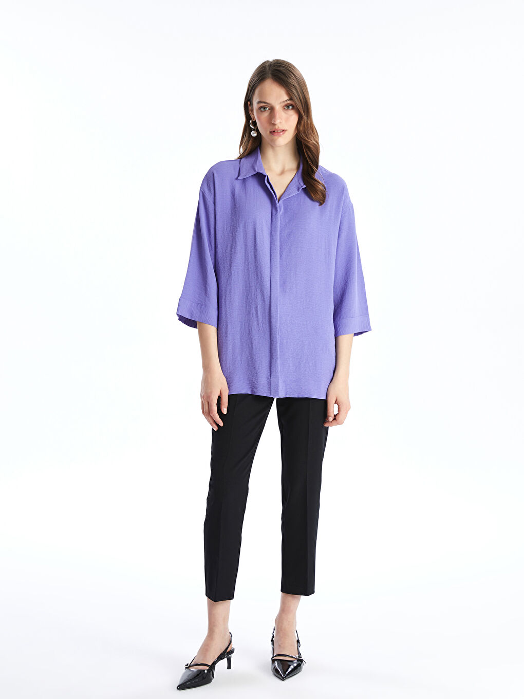 LC Waikiki Plain Oversize Women's Shirt -S4GB04Z8-UKQ