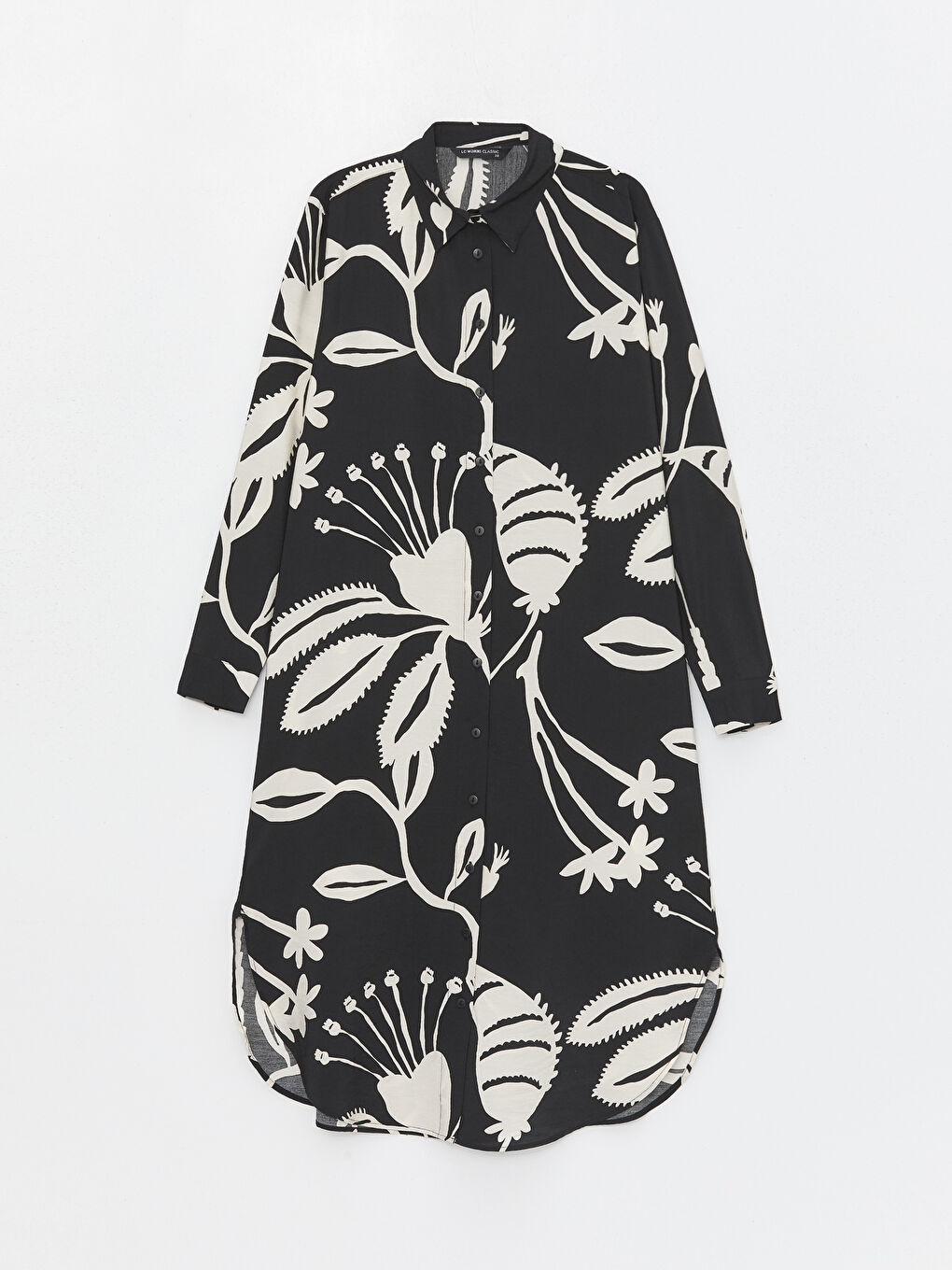 قميص تونيك للسيدات أوفراسايز منقوش-5