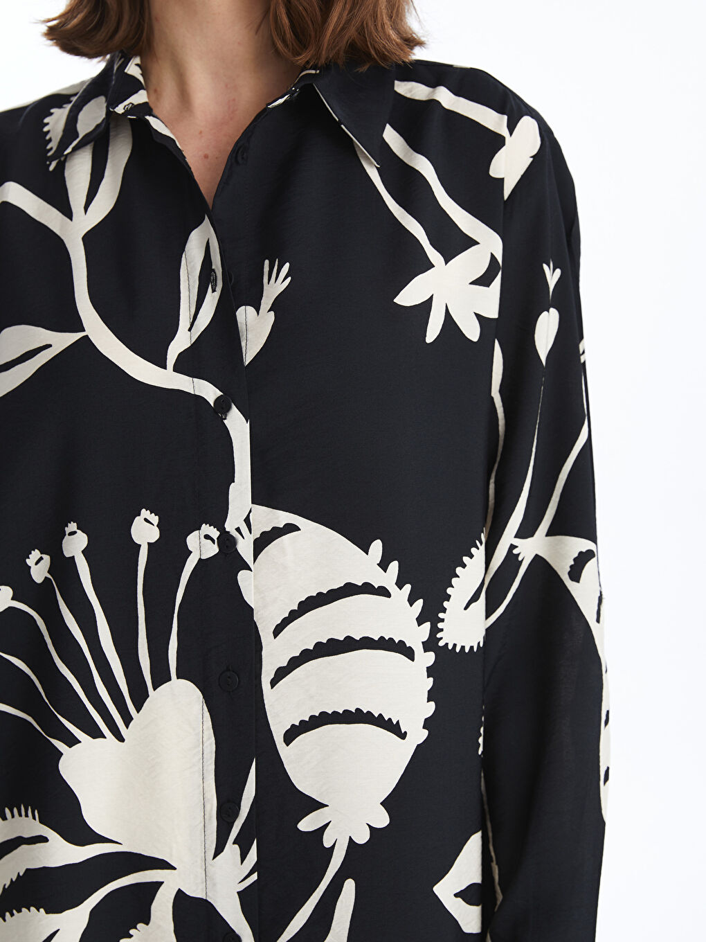 قميص تونيك للسيدات أوفراسايز منقوش-3