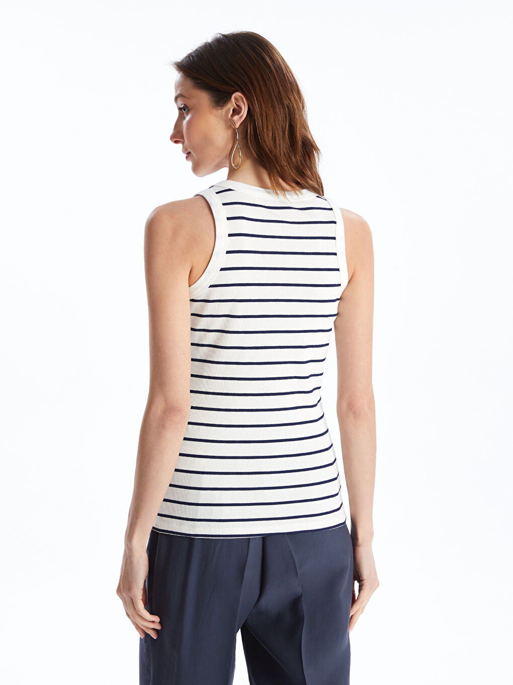 Crew Neck Striped Women's Tank Top-4