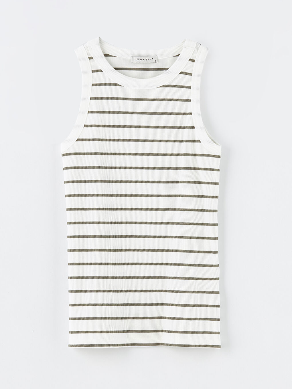 Haki Bisiklet Yaka Çizgili Kadın Atlet-5