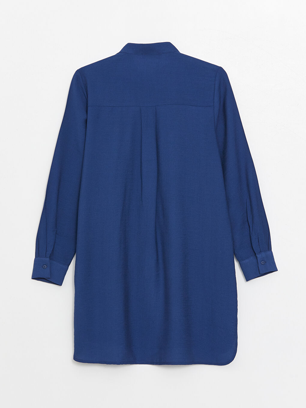 Lacivert Hakim Yaka Düz Uzun Kollu Kadın Tunik-6