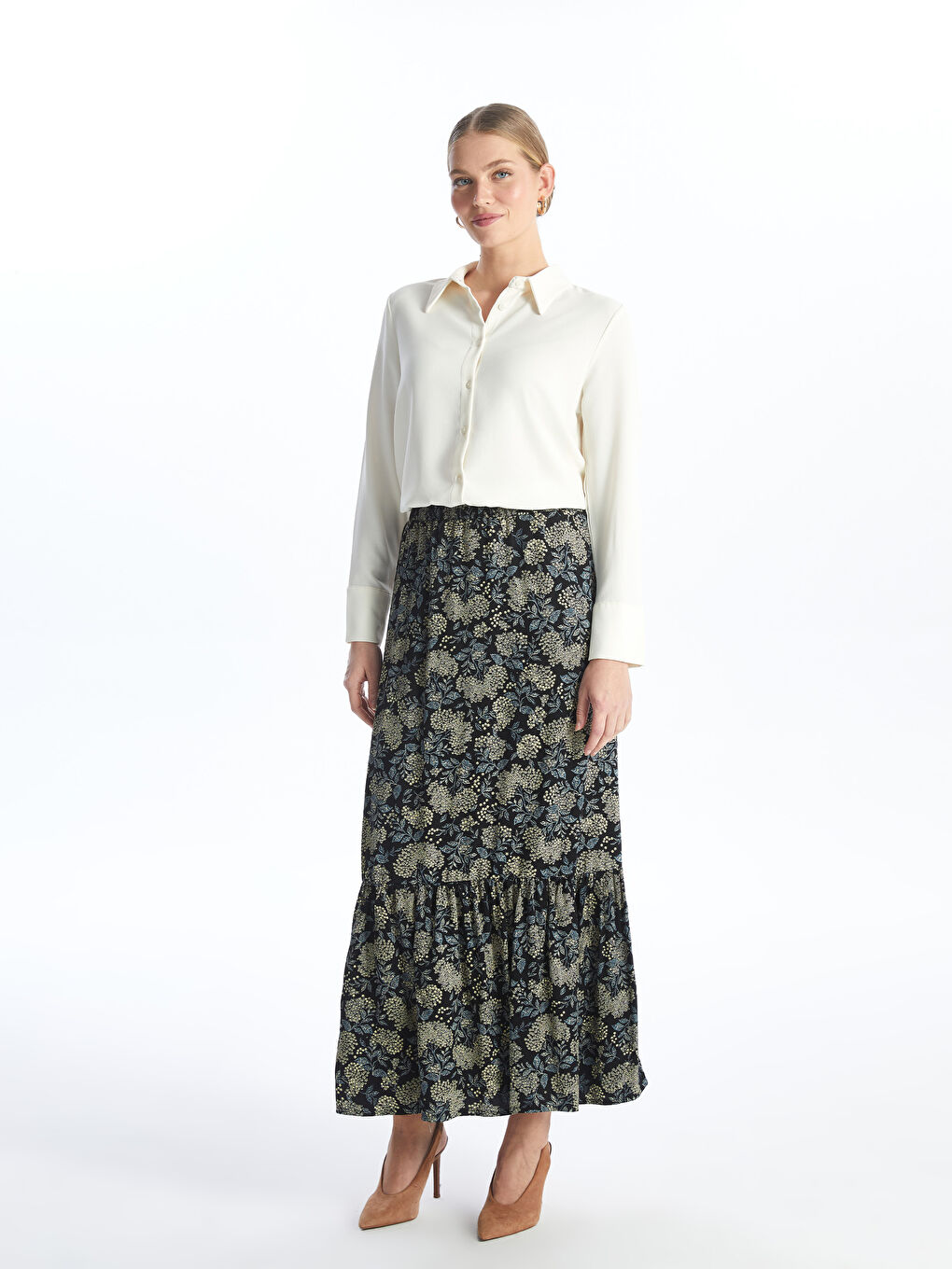 Elastic Waist Comfortable Pattern Patterned Skirt For Women -S4GB66Z8-LQJ