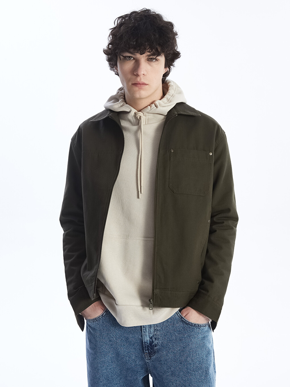 Regular Fit Jacket Neck Men's Coat-1