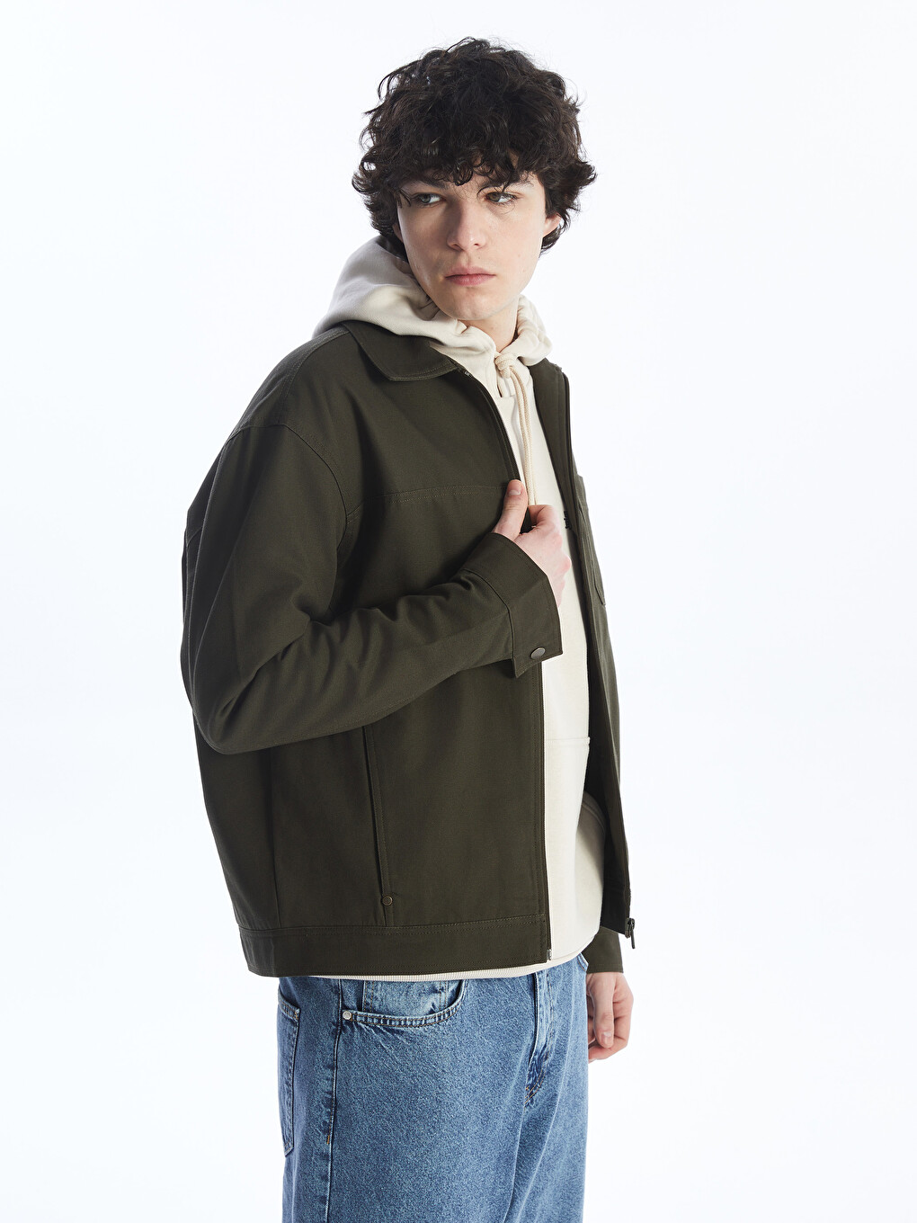 Regular Fit Jacket Neck Men's Coat-2