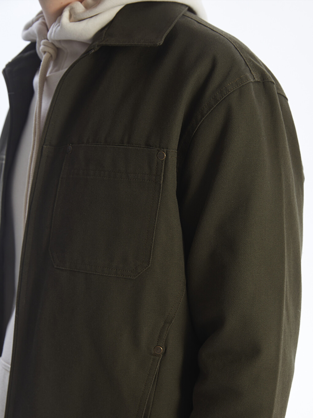 Regular Fit Jacket Neck Men's Coat-4