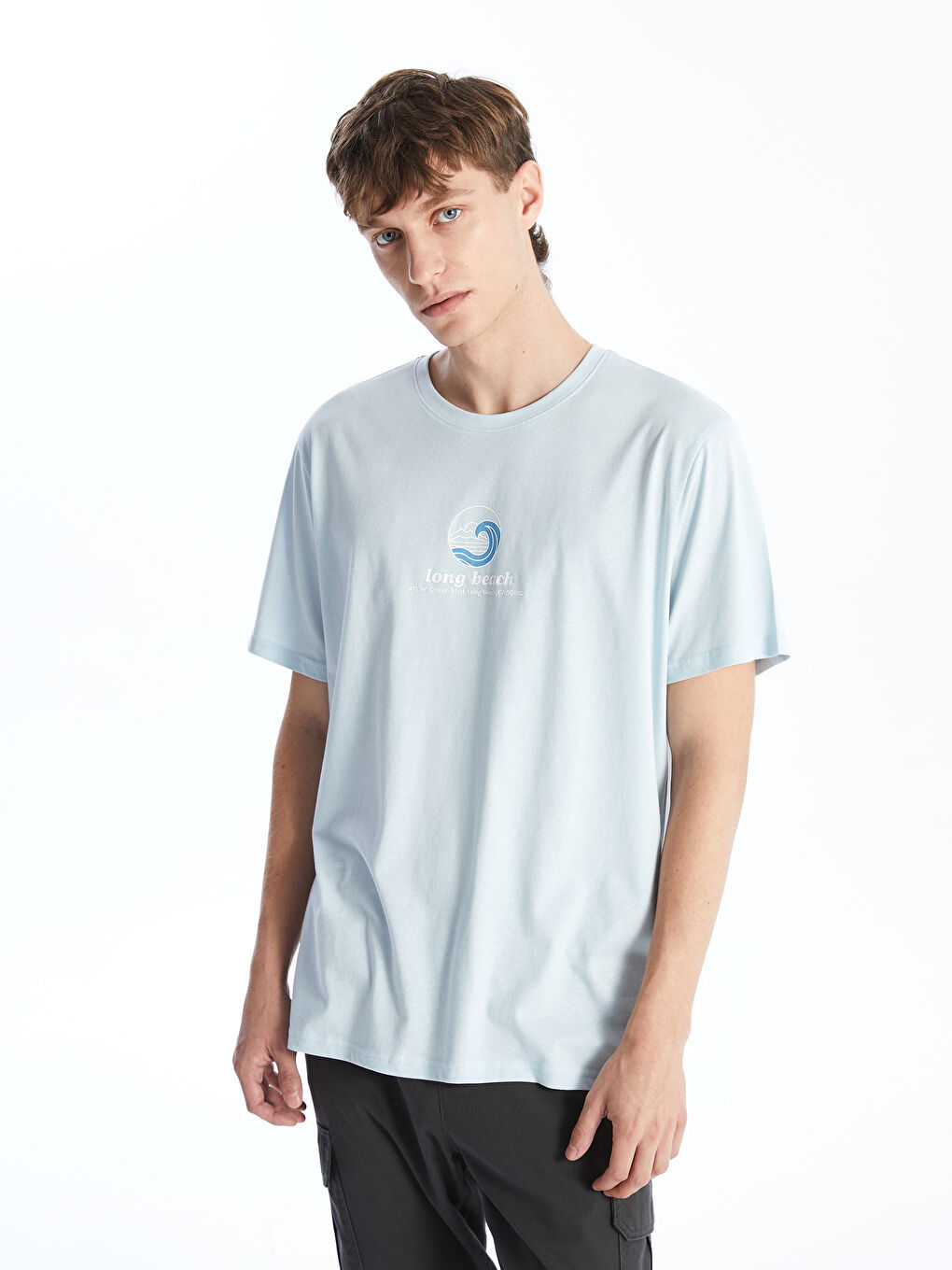 XSIDE Crew Neck Short Sleeve Printed Combed Cotton Men's T-shirt -S4GC04Z8-FZH