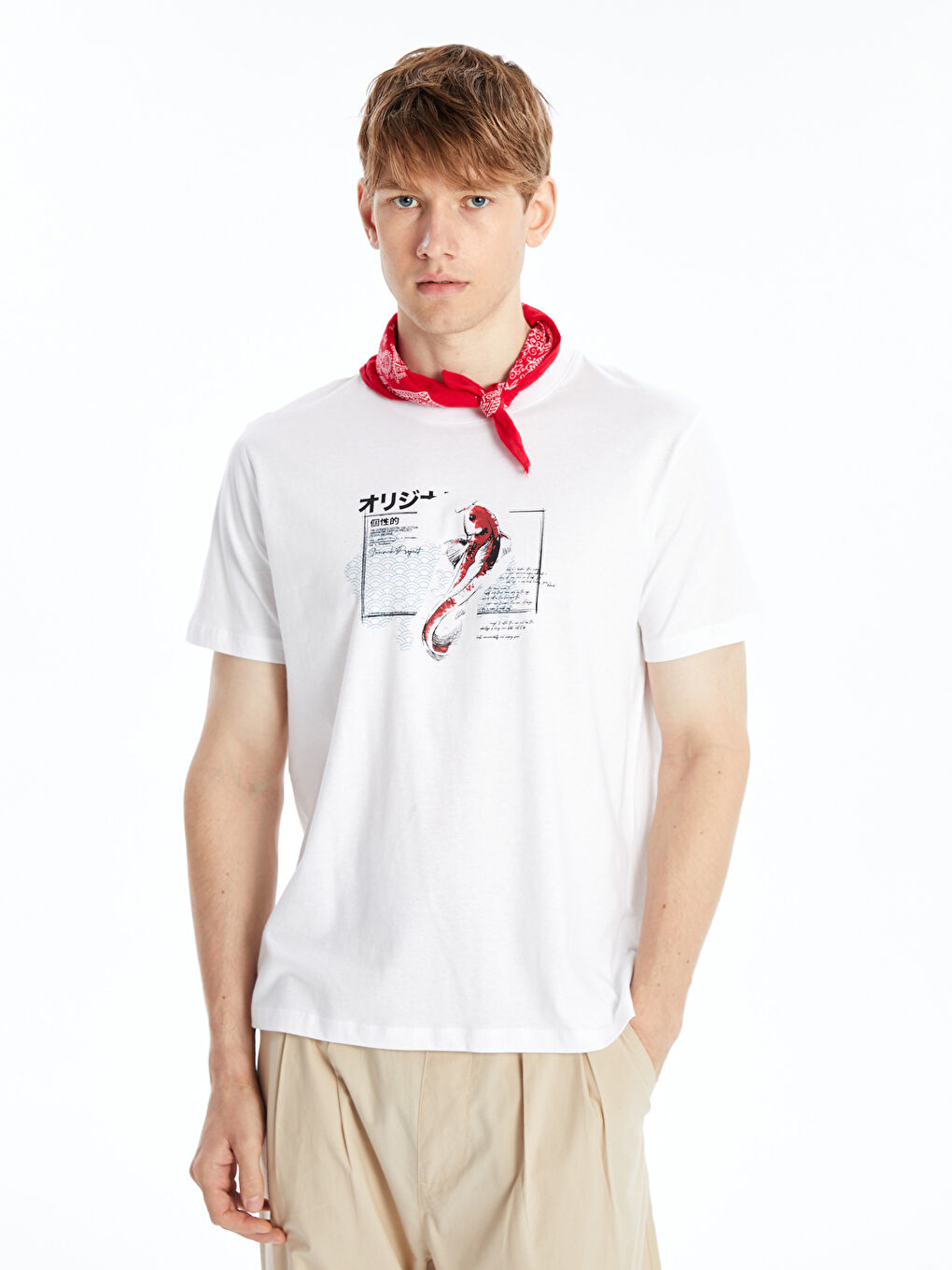 Crew Neck Short Sleeve Printed Combed Cotton Men's T-shirt