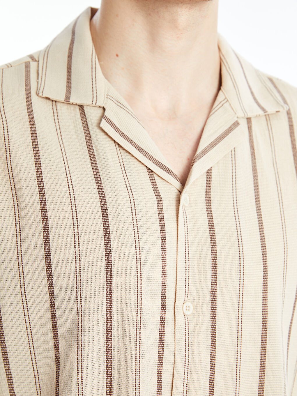 Regular Fit Short Sleeve Striped Poplin Men's Shirt -S4GC06Z8-LEW