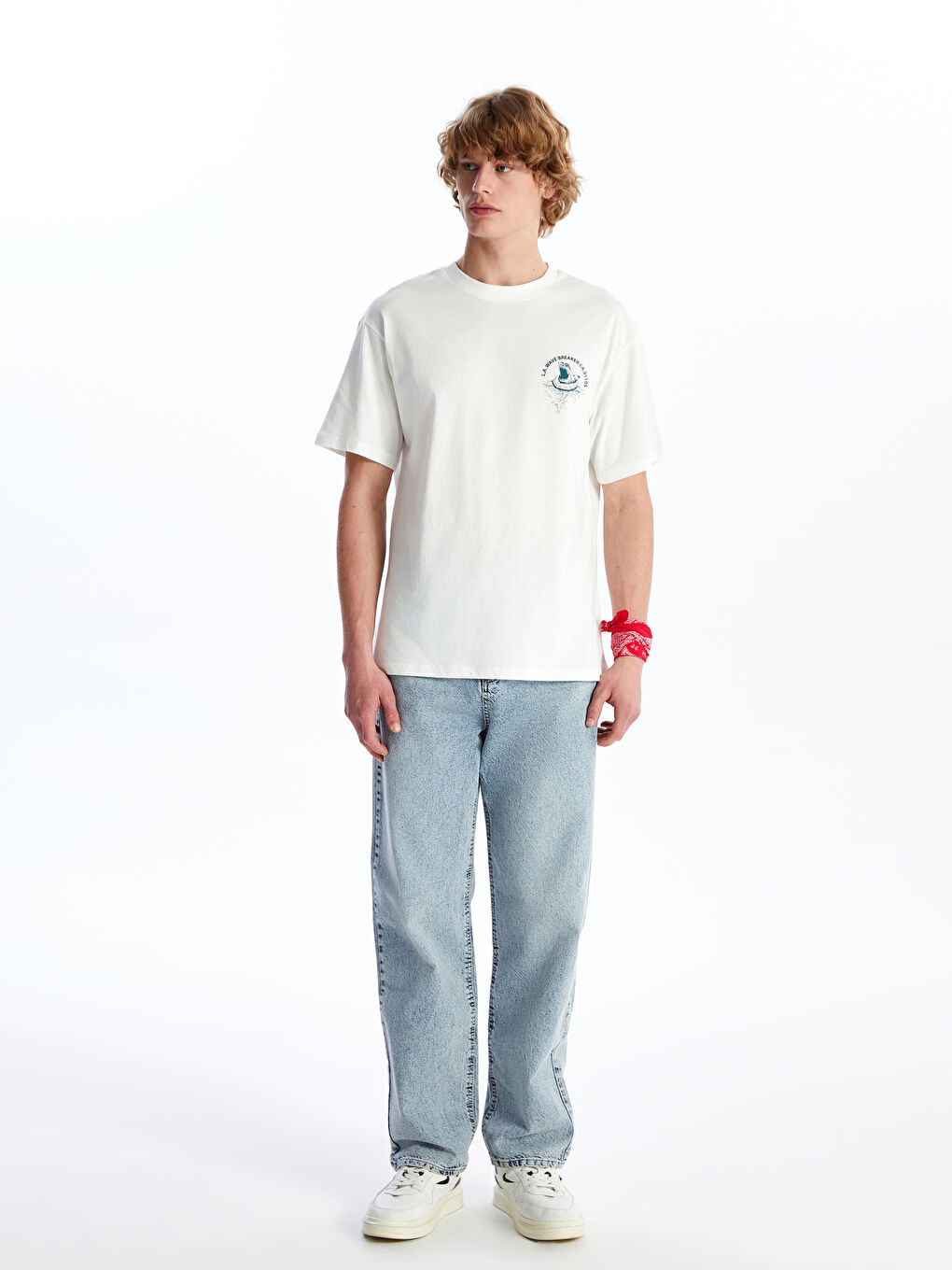 Crew Neck Short Sleeve Printed Combed Cotton Men's T-shirt -S4GC13Z8-R9J