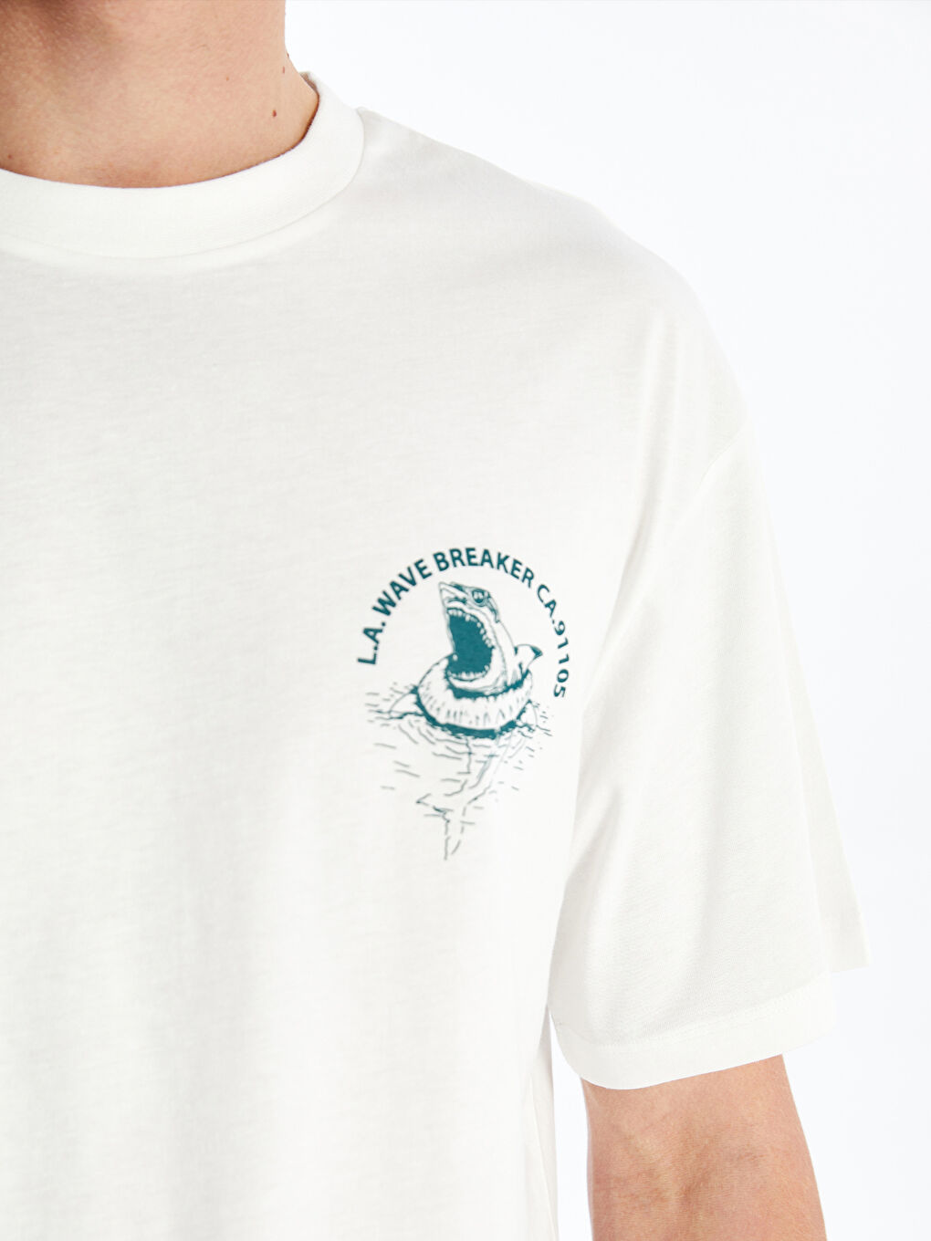 Crew Neck Short Sleeve Printed Combed Cotton Men's T-shirt -S4GC13Z8-R9J