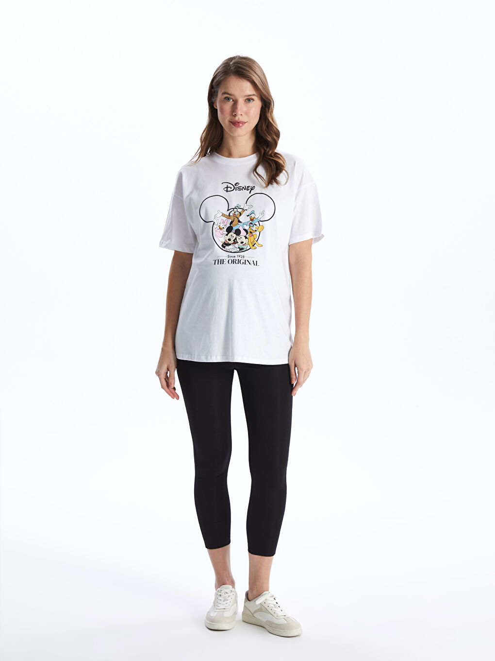 Crew Neck Mickey and Friends Printed Short Sleeve Oversize Maternity T-Shirt -S4GC17Z8-Q6K