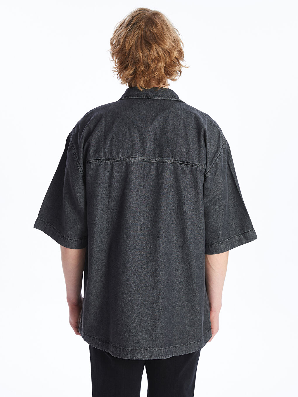 Relaxed Fit Short Sleeve Men's Denim Shirt -S4GC36Z8-M0U