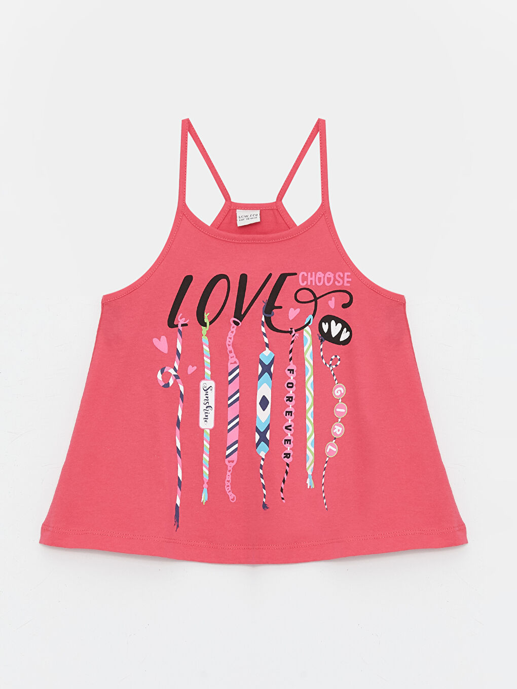 U-Neck Printed Strappy Girls Undershirt -S4GD11Z4-E6M