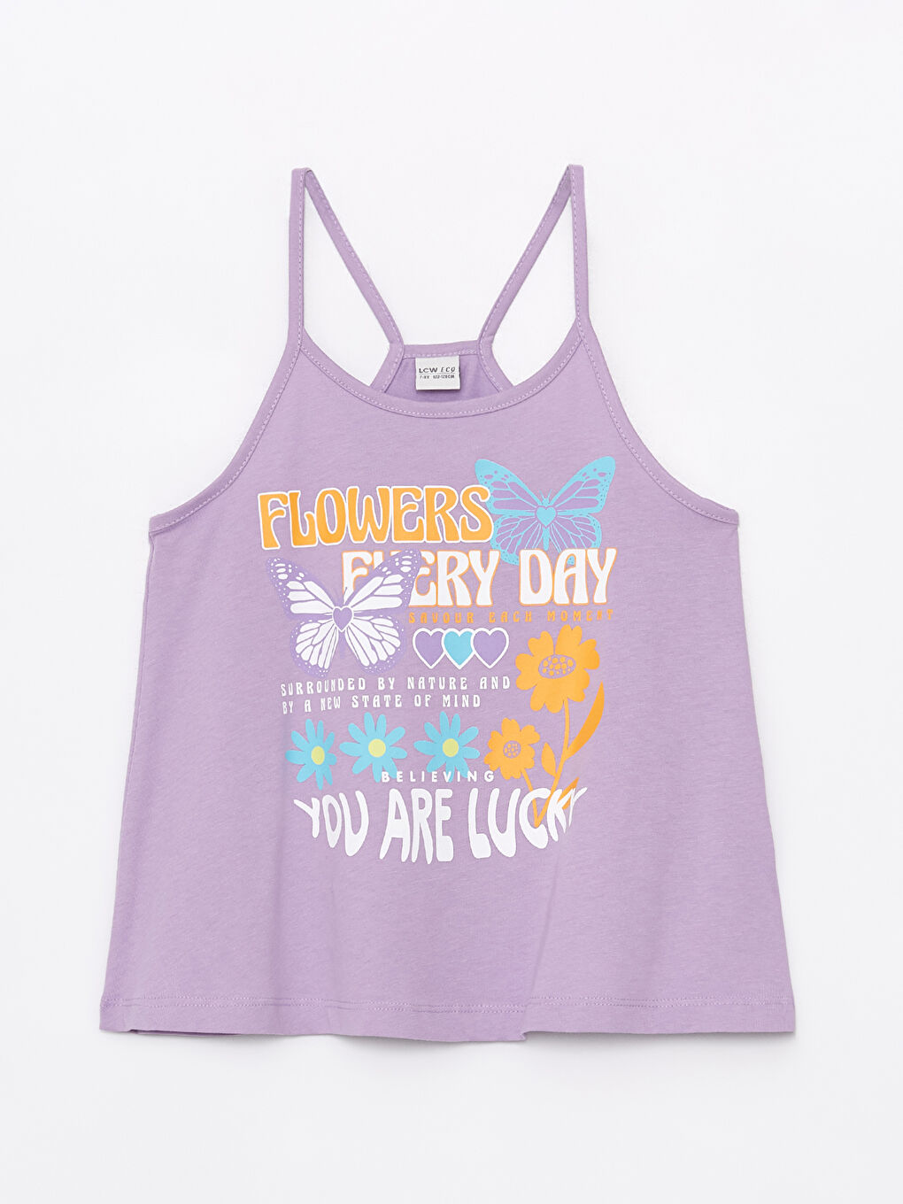 U-Neck Printed Strappy Girls Undershirt -S4GD11Z4-Y0H