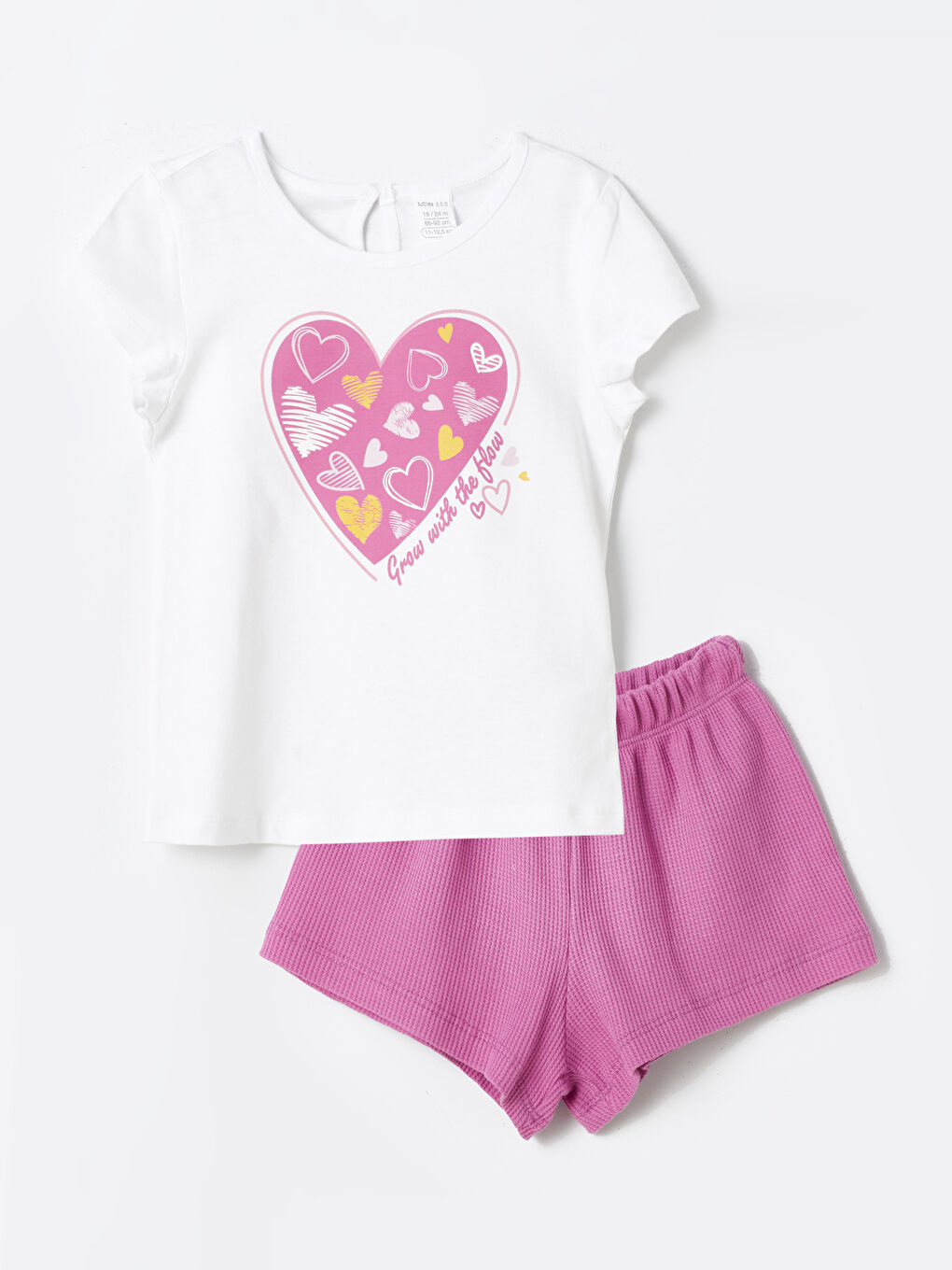 Mor Bisiklet Yaka Baskılı Kız Bebek Tişört ve Şort 2'li Takım
