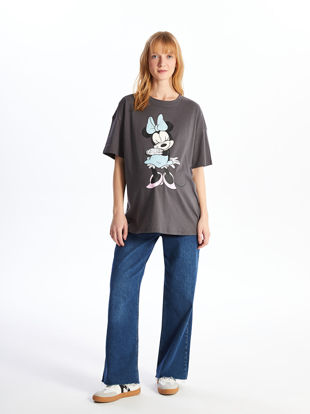 T-shirt de maternité surdimensionné à manches courtes imprimé Minnie Mouse à col rond-2