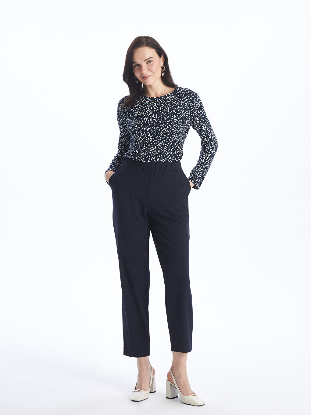 Elastic Waist Carrot Fit Women's Trousers -S4GD58Z8-E1J