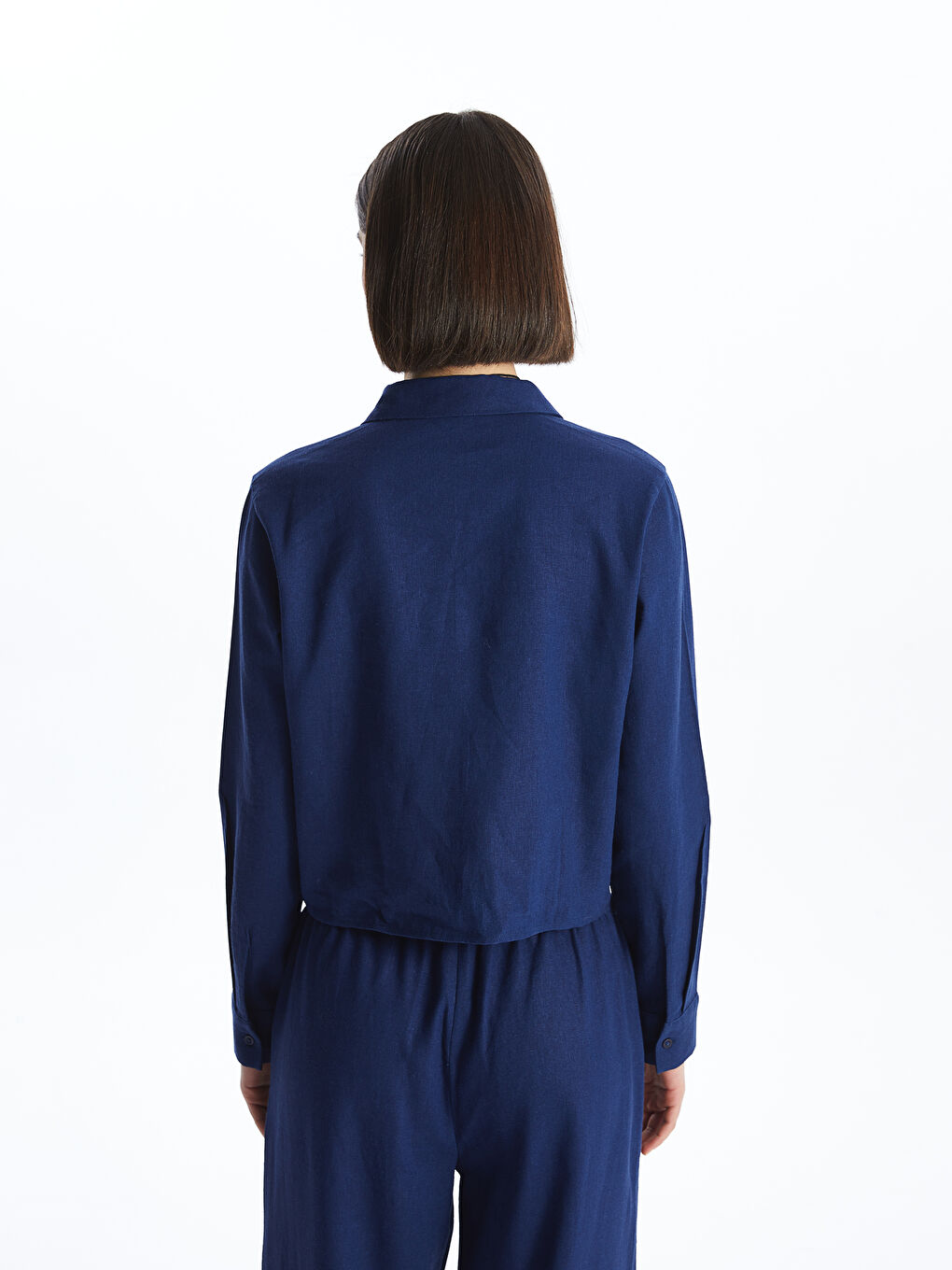 LCW Vision Plain Long Sleeve Linen Blend Women's Shirt -S4GD62Z8-YAC