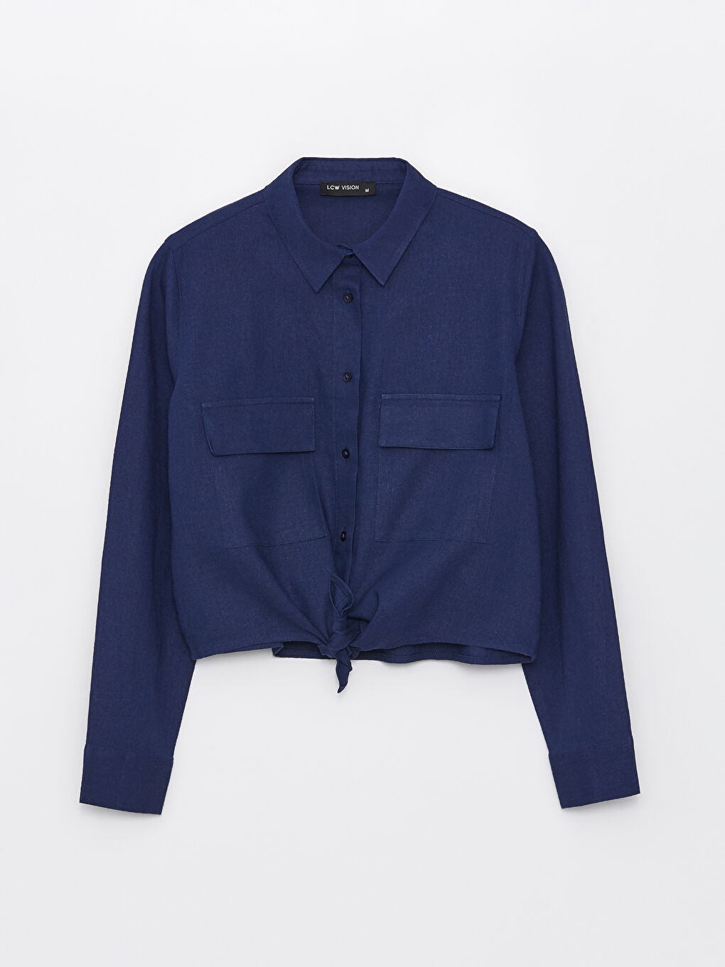 LCW Vision Plain Long Sleeve Linen Blend Women's Shirt -S4GD62Z8-YAC