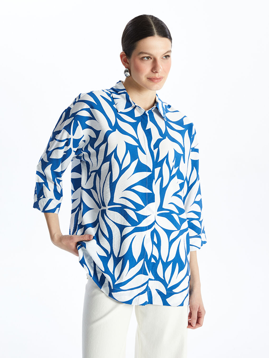 Patterned Women's Shirt Tunic -S4GD73Z8-LSJ