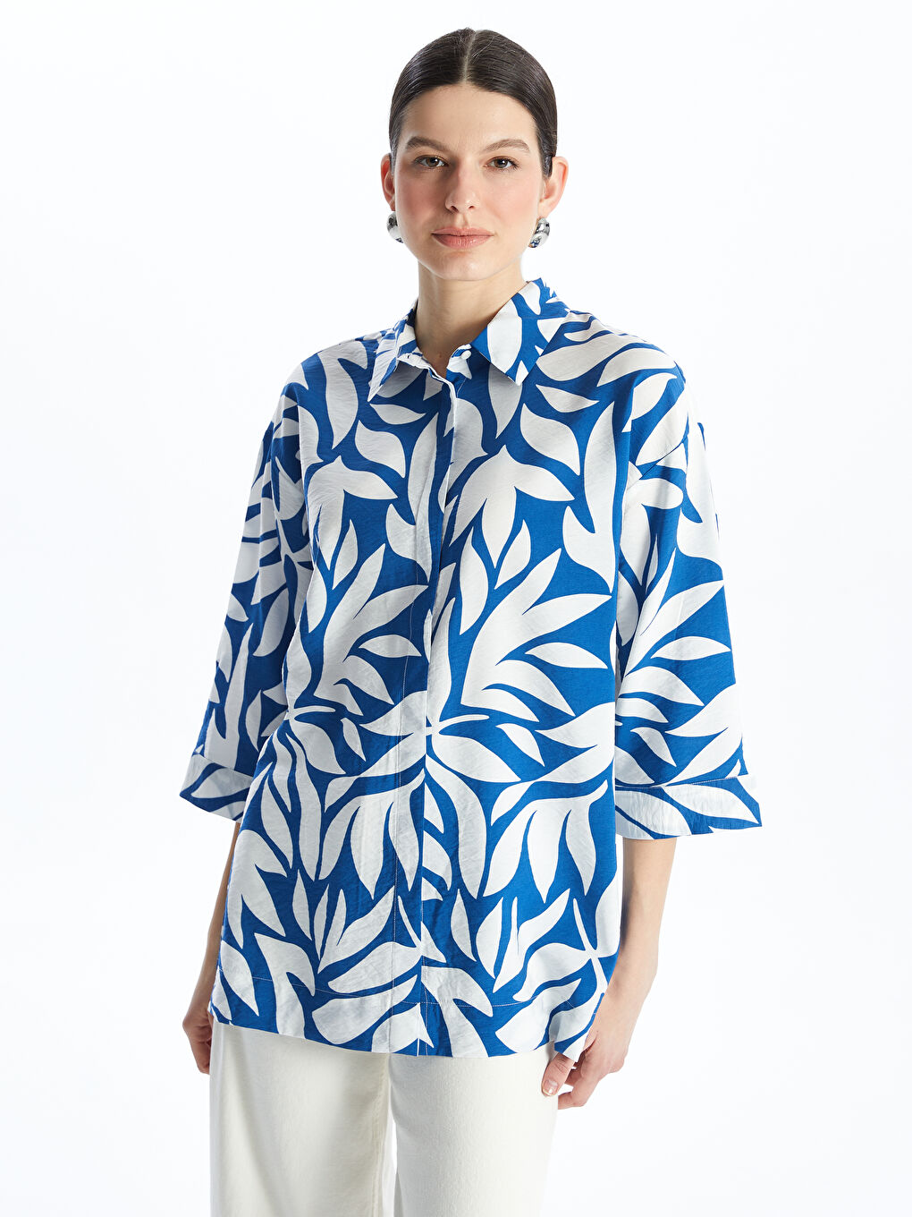 Patterned Women's Shirt Tunic -S4GD73Z8-LSJ