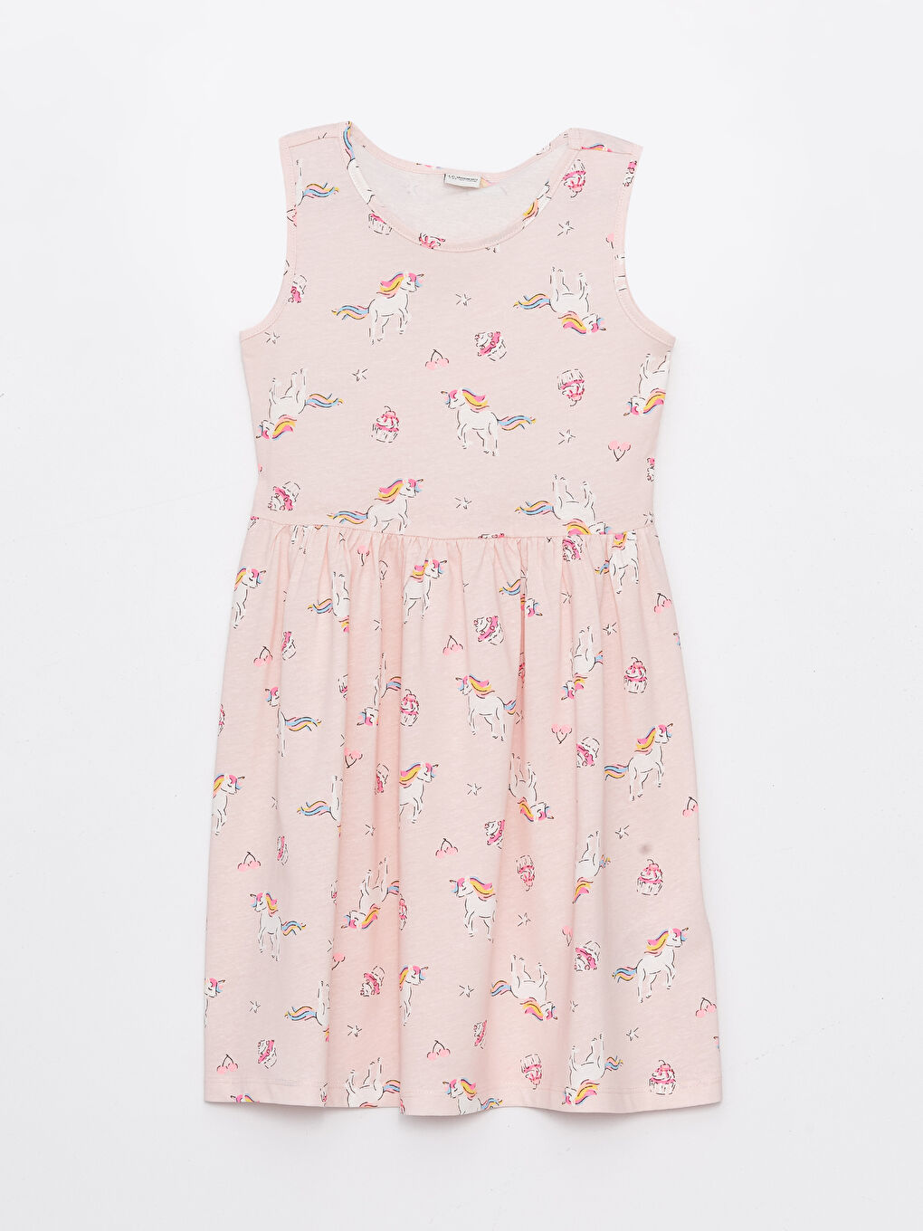 Crew Neck Printed Girls' Dress -S4GD83Z4-LTB