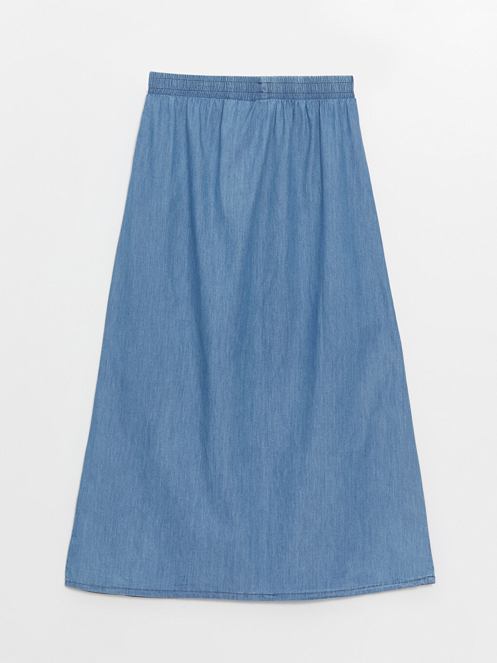 Mavi Kadın Beli Lastikli Düz Jean Etek-6