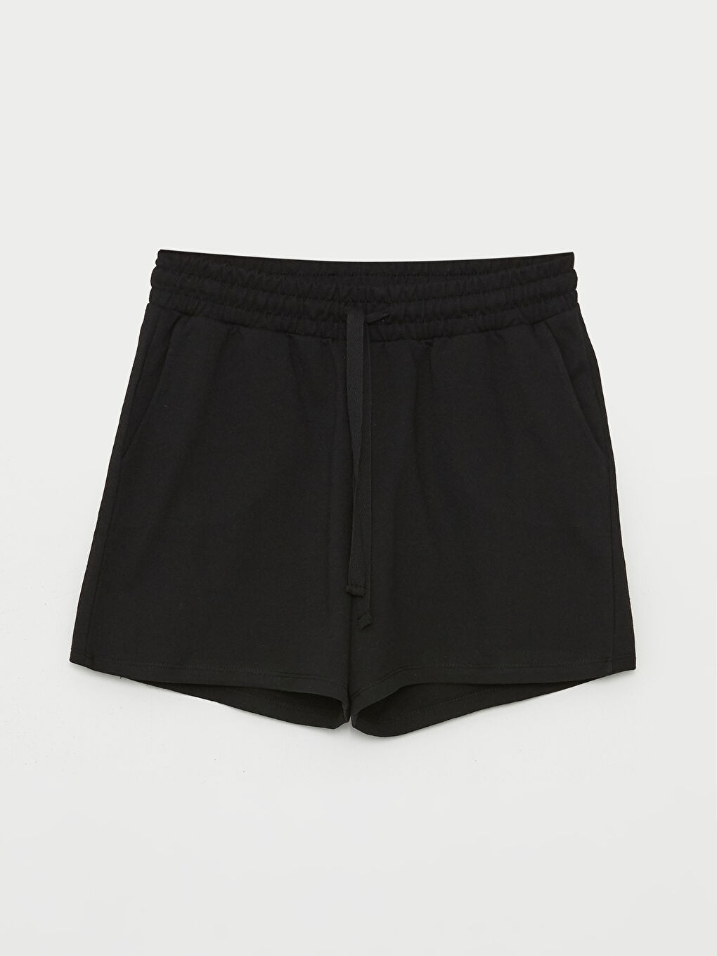 Siyah Kadın Standart Fit Düz Şort-5