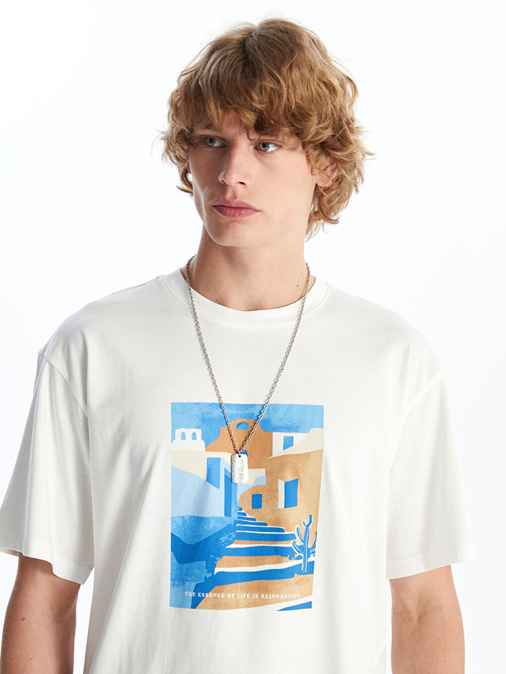 Crew Neck Short Sleeve Printed Combed Cotton Men's T-shirt -S4GE59Z8-R9J