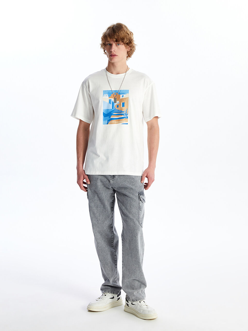Crew Neck Short Sleeve Printed Combed Cotton Men's T-shirt -S4GE59Z8-R9J