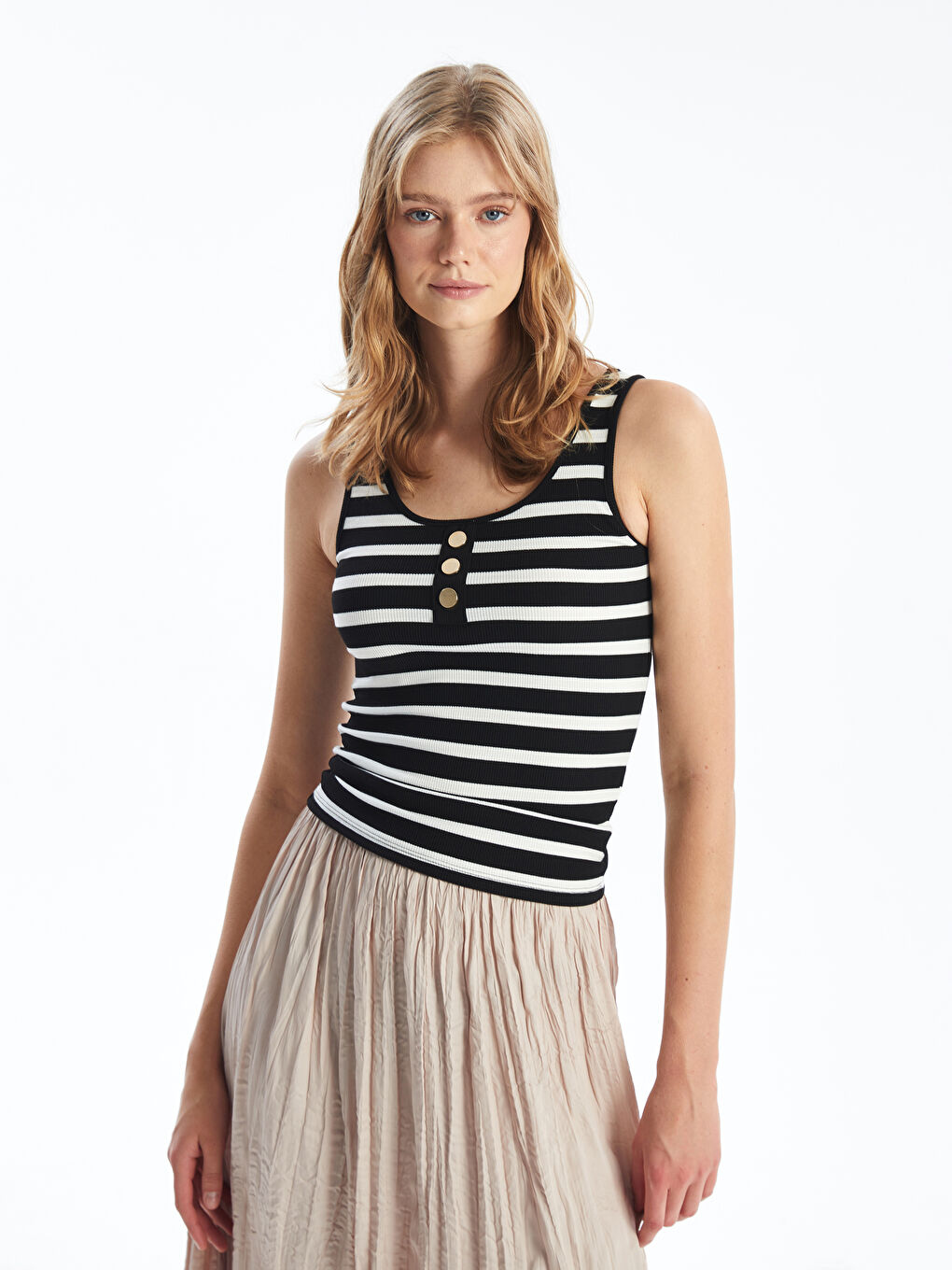 U Neck Striped Female Athlete -S4GE95Z8-LEG