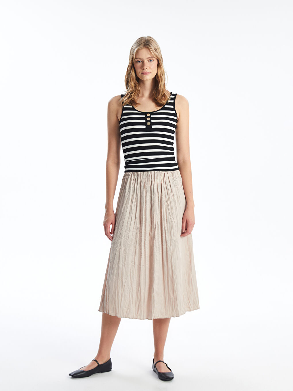 U Neck Striped Female Athlete -S4GE95Z8-LEG