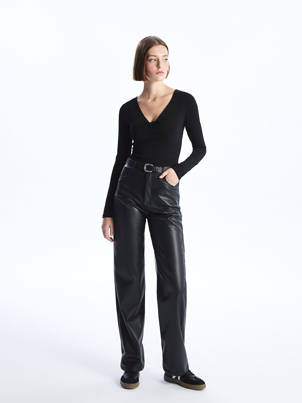 V Neck Regular Long Sleeve Women's Blouse -S4GE98Z8-CVL