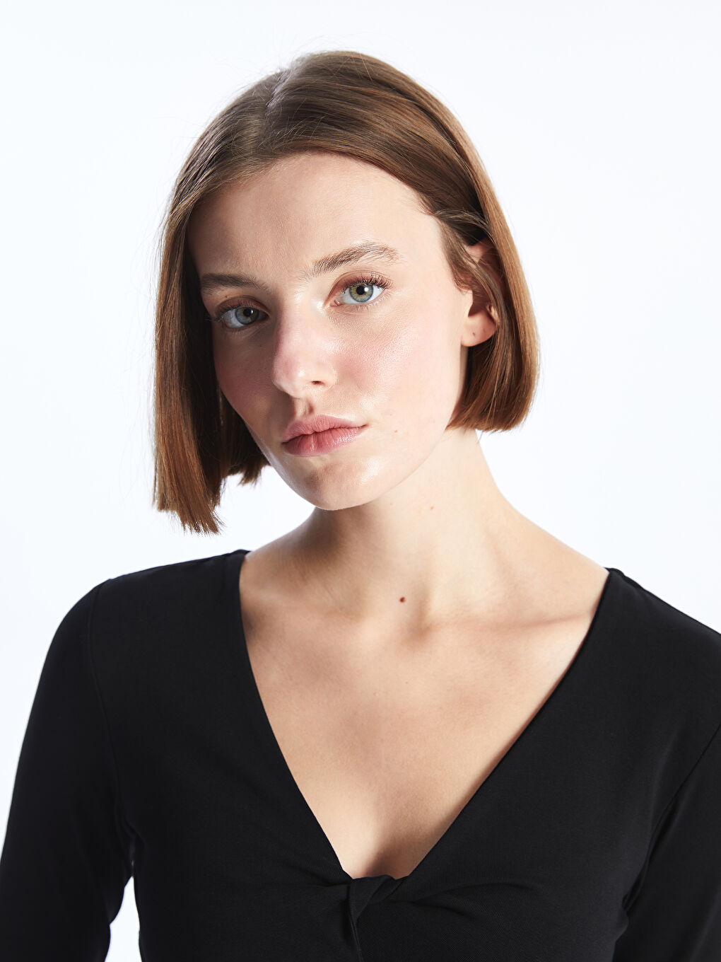 V Neck Regular Long Sleeve Women's Blouse -S4GE98Z8-CVL