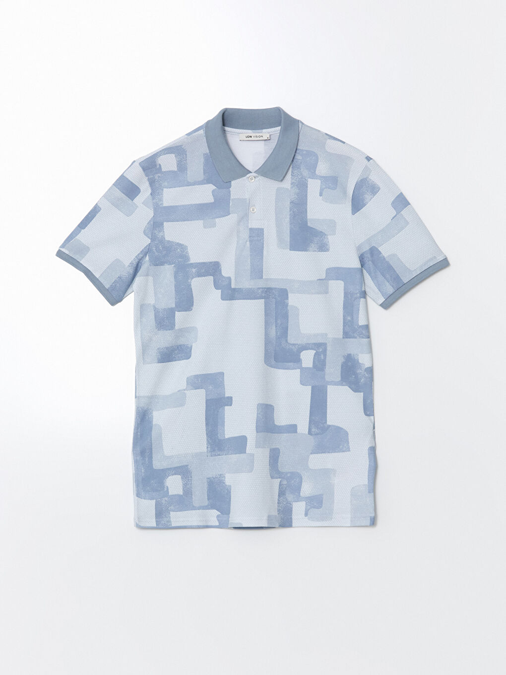 Polo Neck Patterned Short Sleeve Men's T-Shirt-4