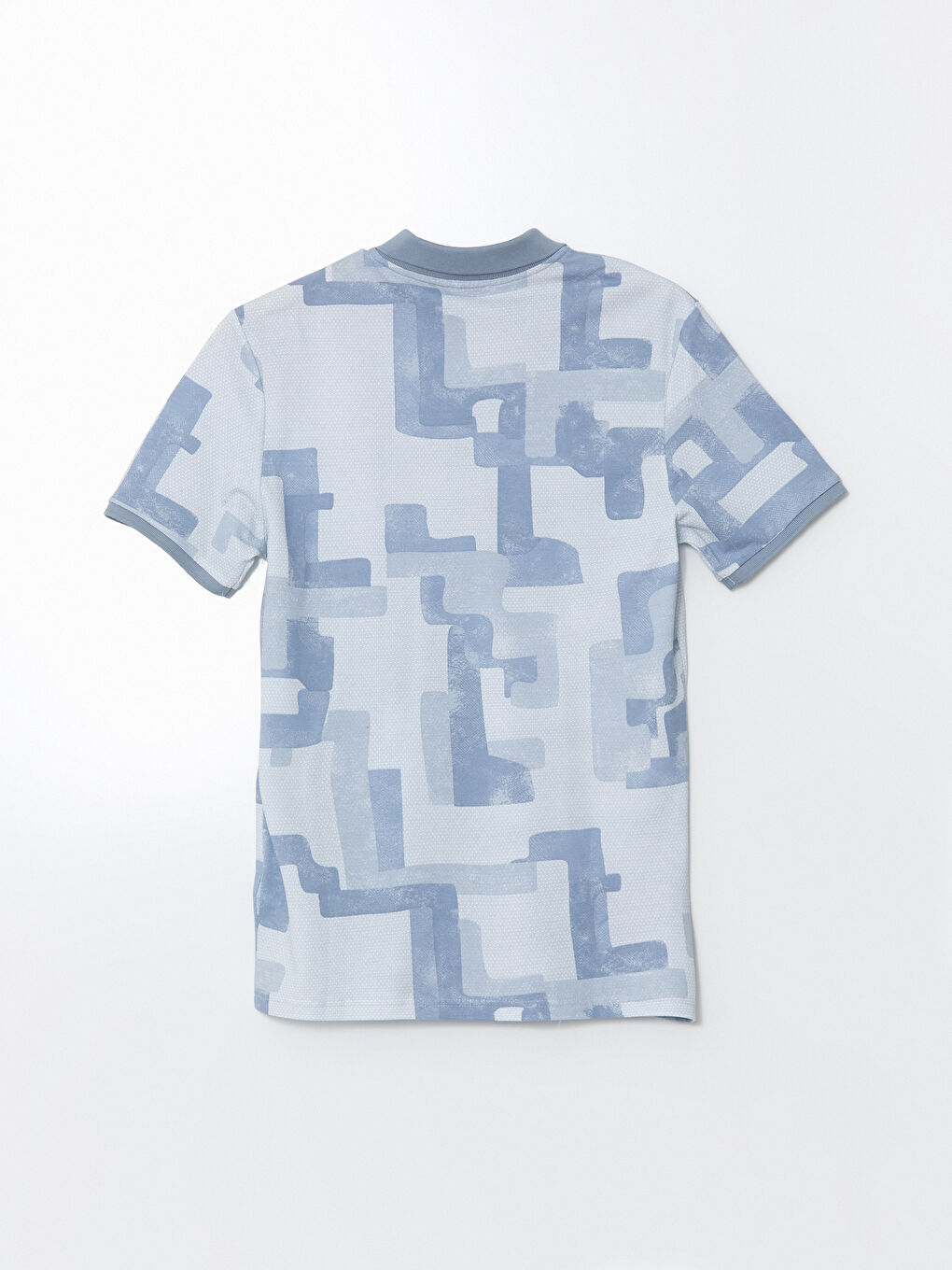 Polo Neck Patterned Short Sleeve Men's T-Shirt-5