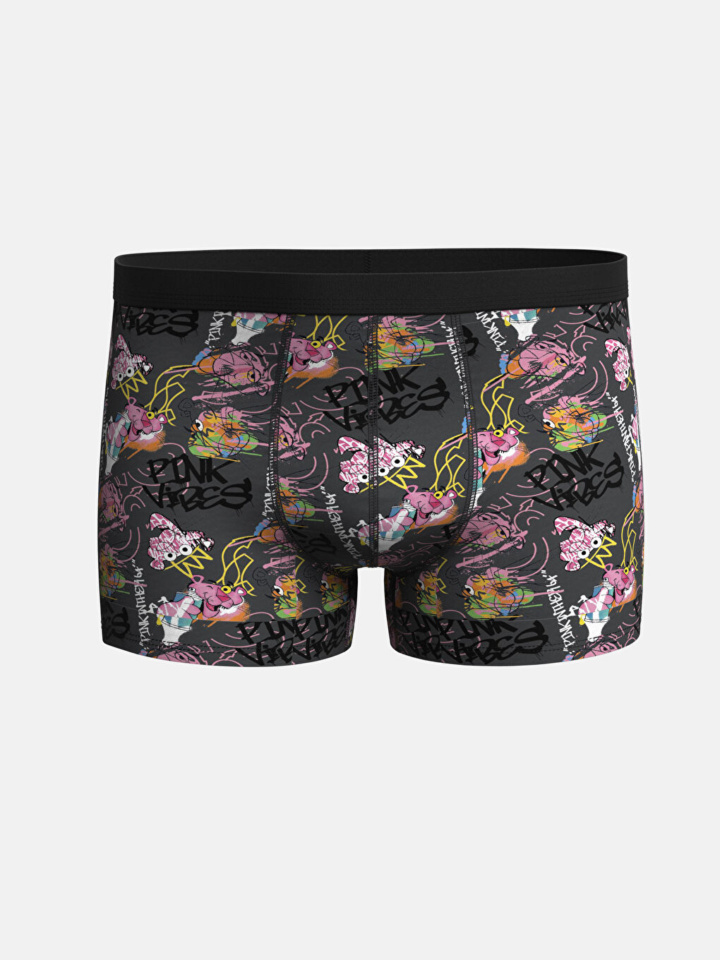 Gri Standart Kalıp Pembe Panter Baskılı Erkek Boxer