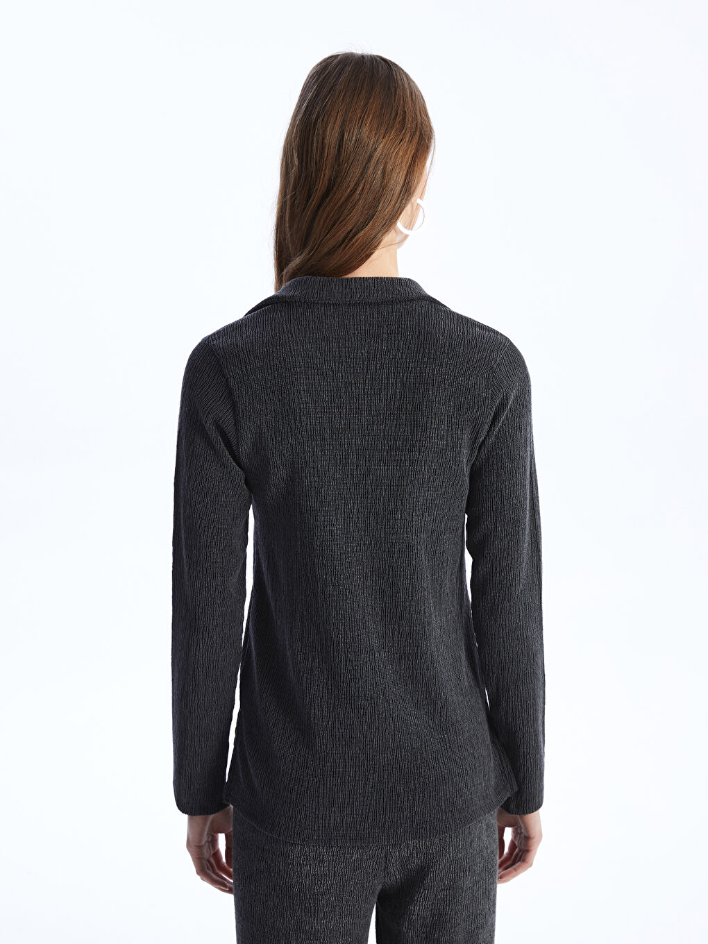 Polo Neck Regular Long Sleeve Women's T-shirt -S4GG01Z8-CVL