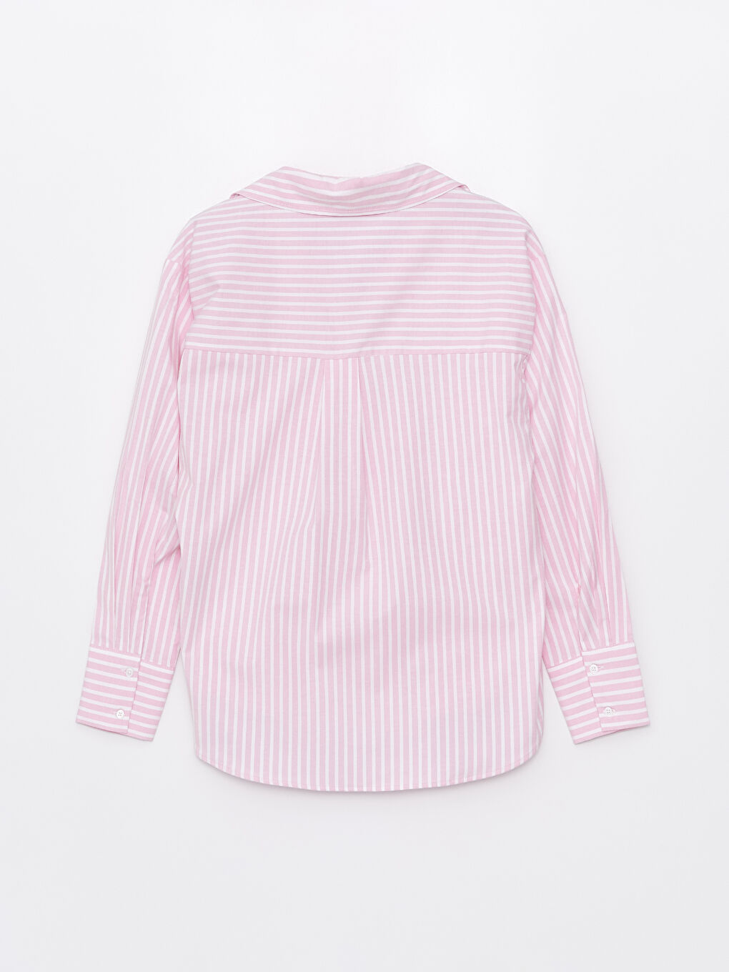 LCW Vision Pembe Çizgili Oversize Poplin Kadın Gömlek - 6