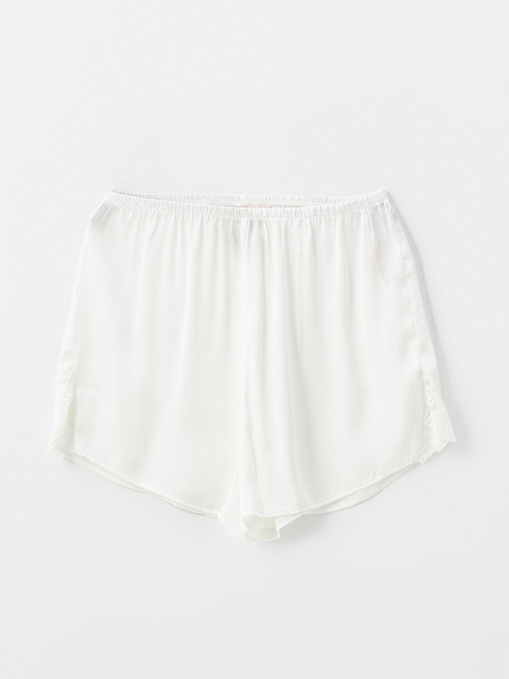 Ekru Beli Lastikli Kadın Şort Pijama Altı