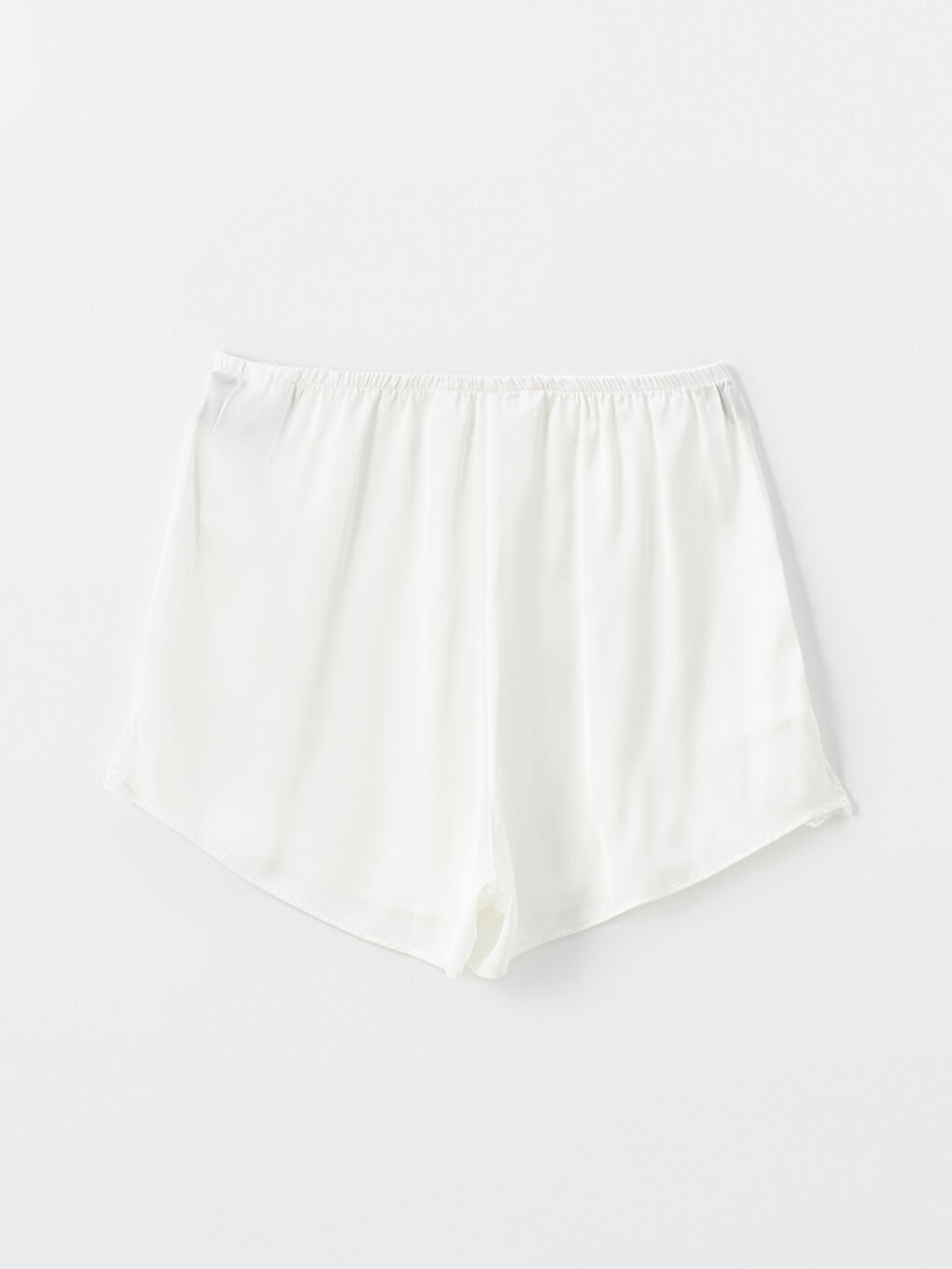 Ekru Beli Lastikli Kadın Şort Pijama Altı-1