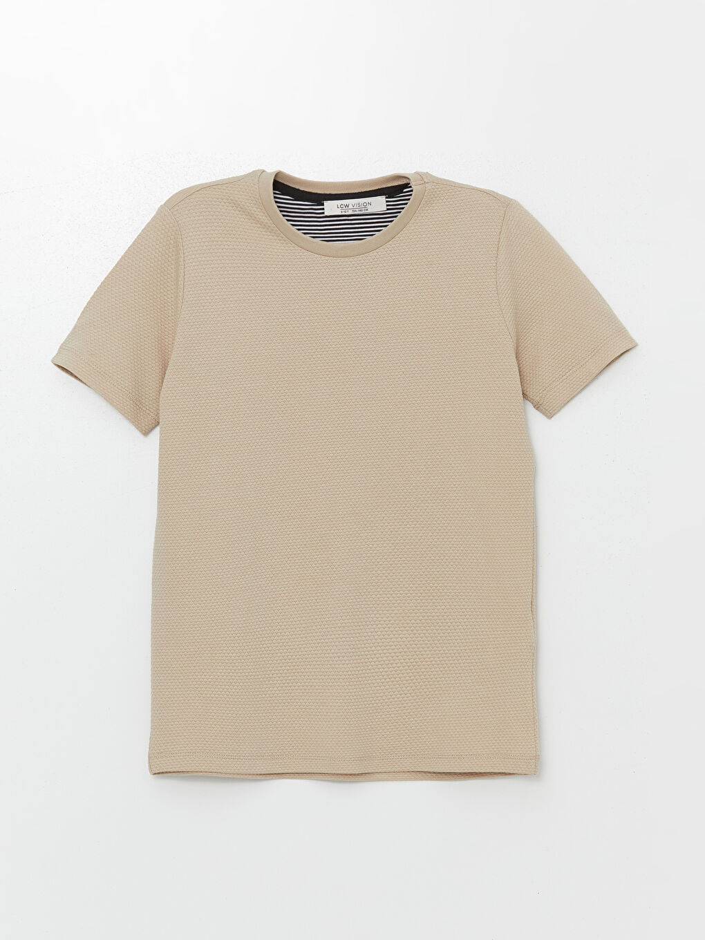 Bej Bisiklet Yaka Kısa Kollu Erkek Çocuk Tişört