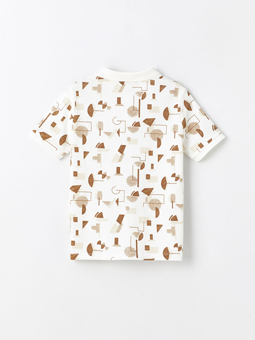 Bej Polo Yaka Baskılı Kısa Kollu Erkek Çocuk Tişört-1