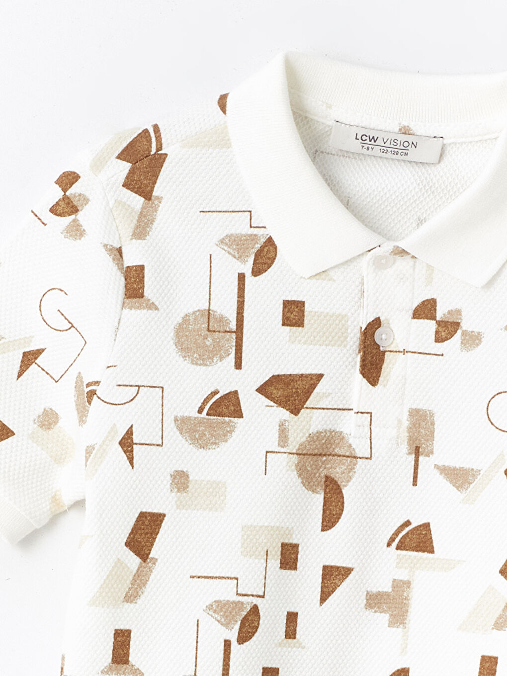 Bej Polo Yaka Baskılı Kısa Kollu Erkek Çocuk Tişört-2