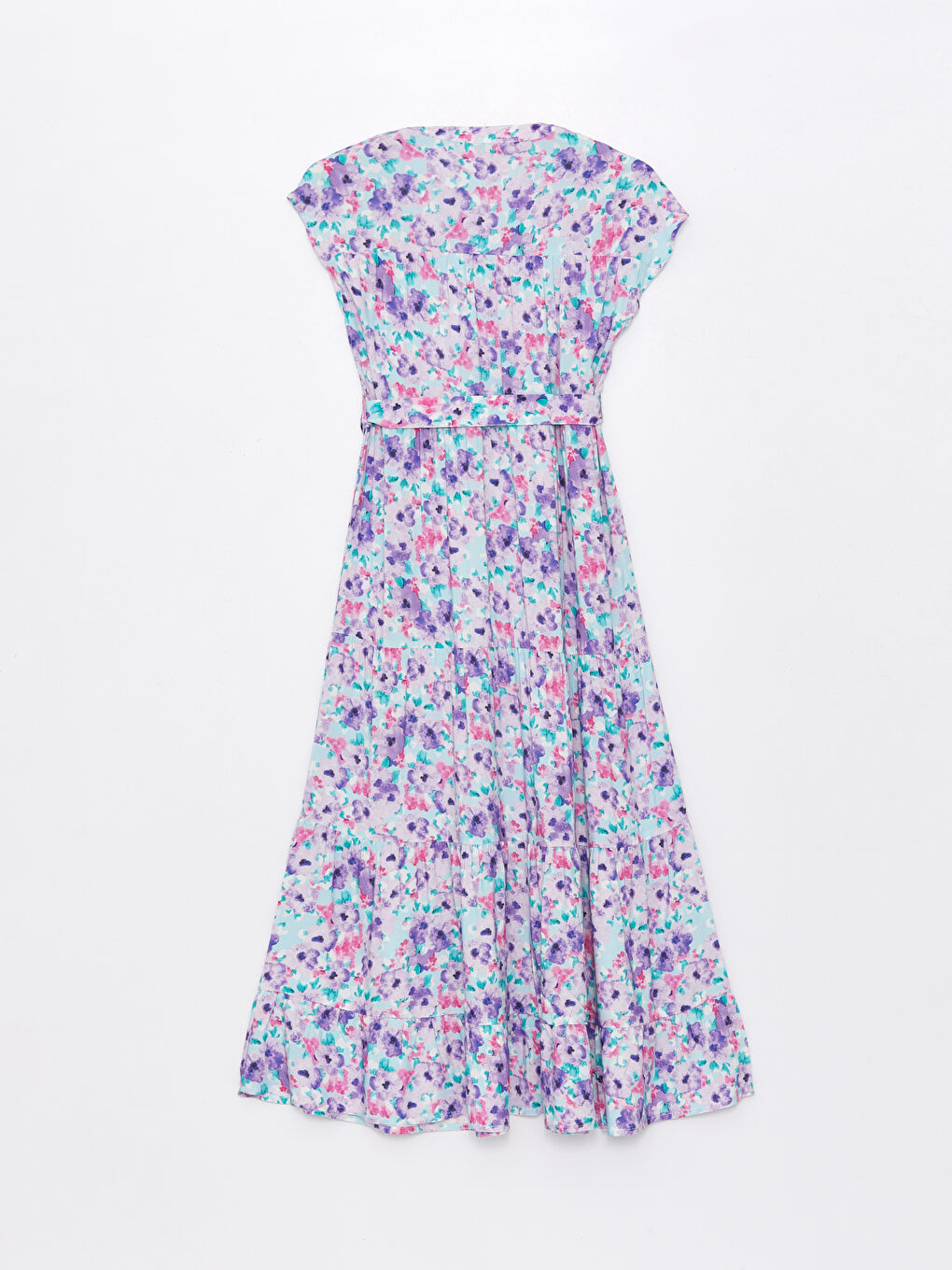 Notch Neck Patterned Short Sleeve Women's Dress-6